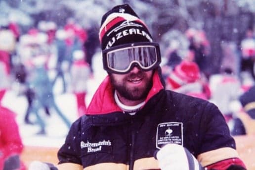 Client Chris Orr at the 1984 Winter Olympics, smiling at the camera