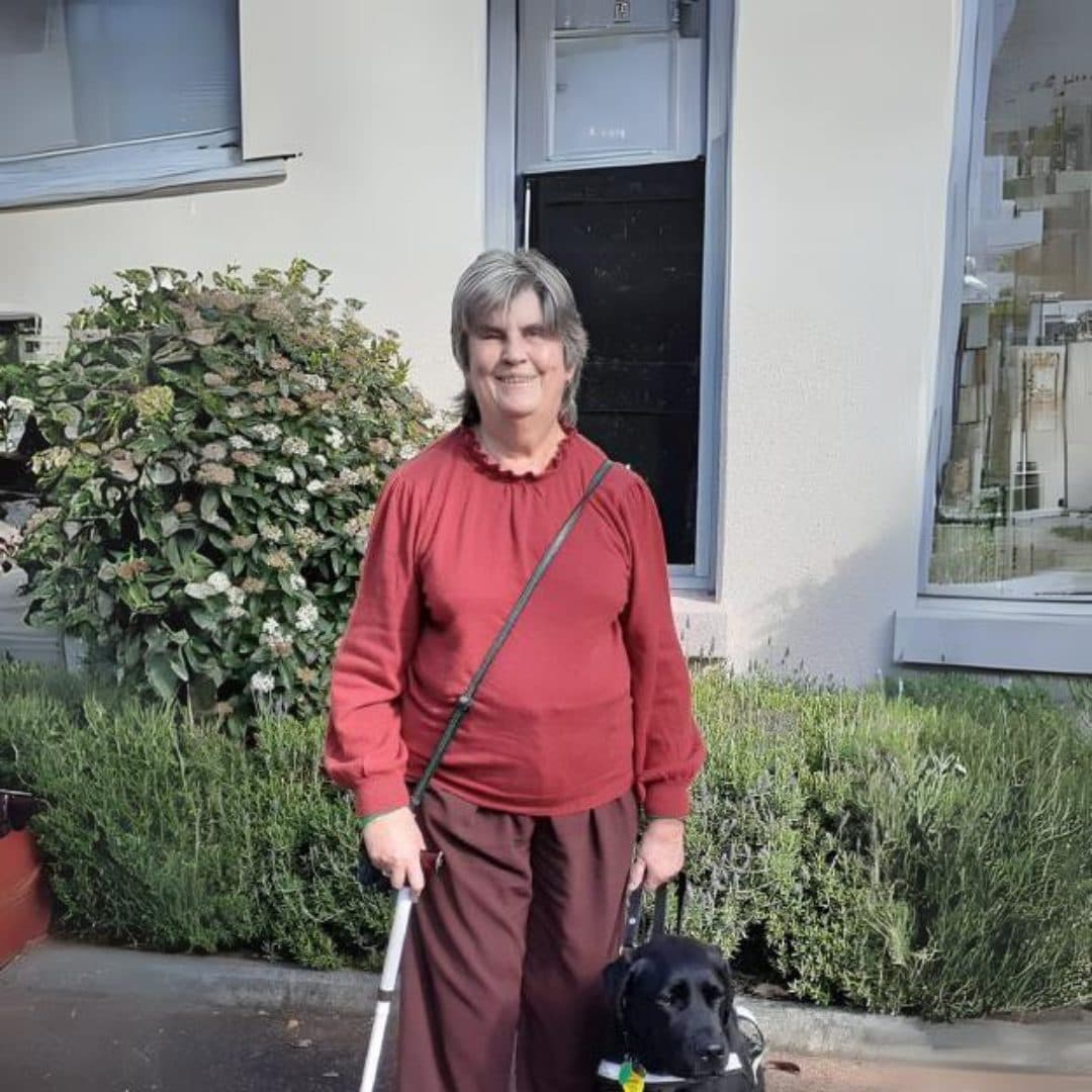 Judy Small with her guide dog