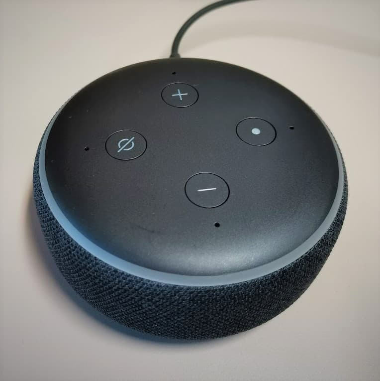 An Alexa-enabled speaker on table