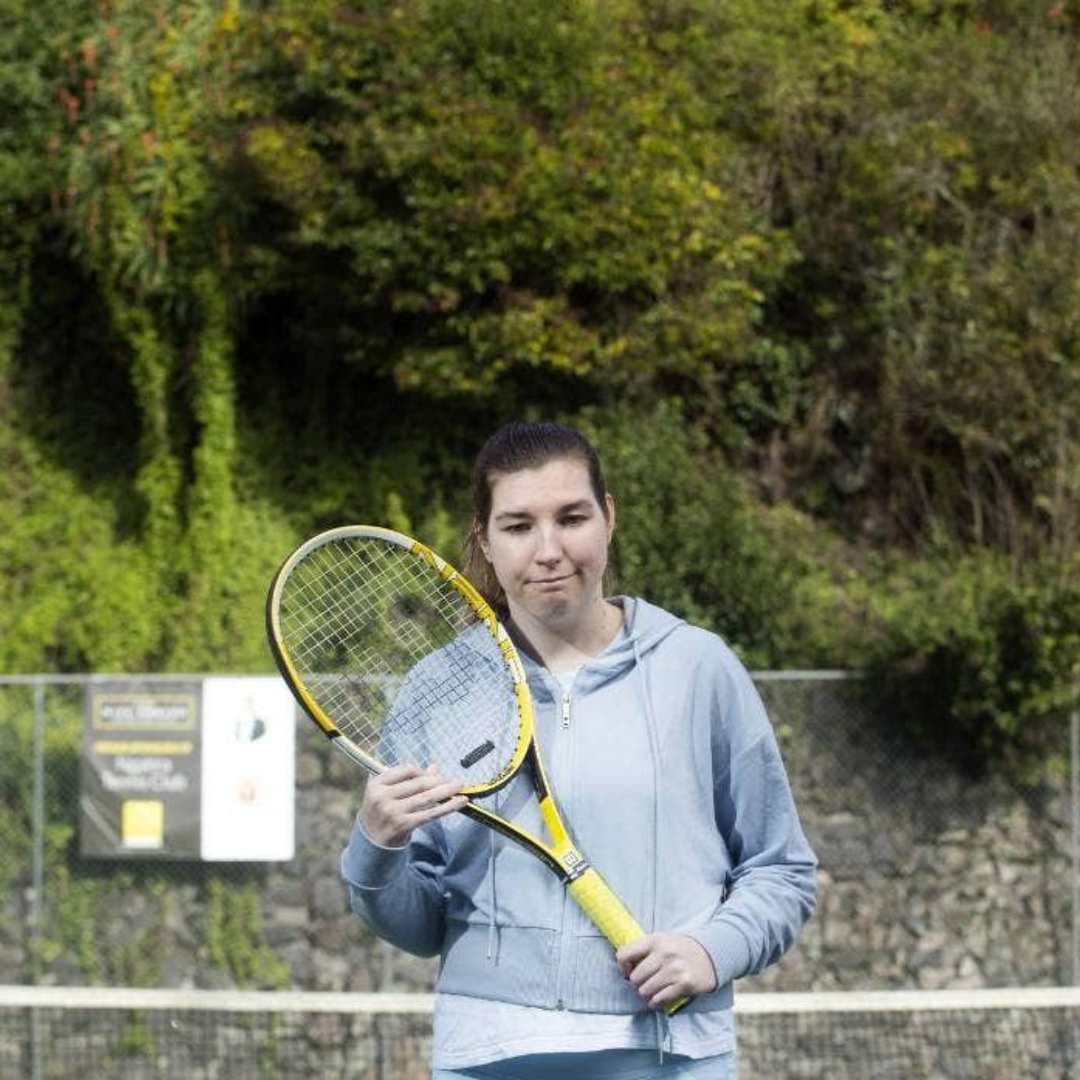 Ashley on the tennis court, she is part of the first tennis programme for people with vision loss.